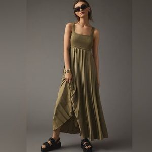 Anthropologie Olive Green Maxi Dress